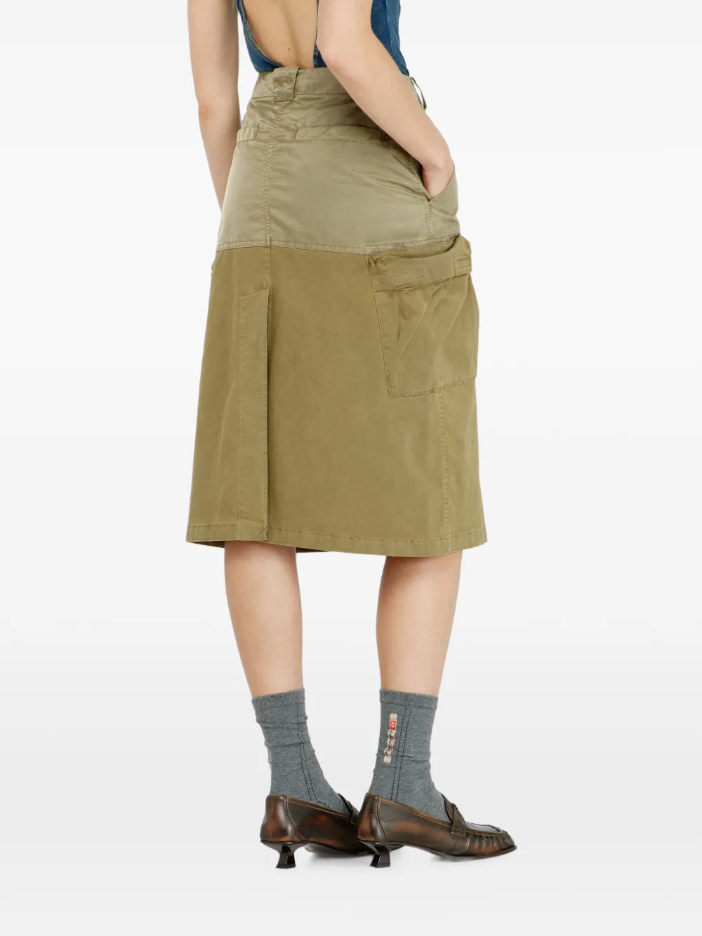 Diesel Cargo midi-rok van katoen en nylon Groen