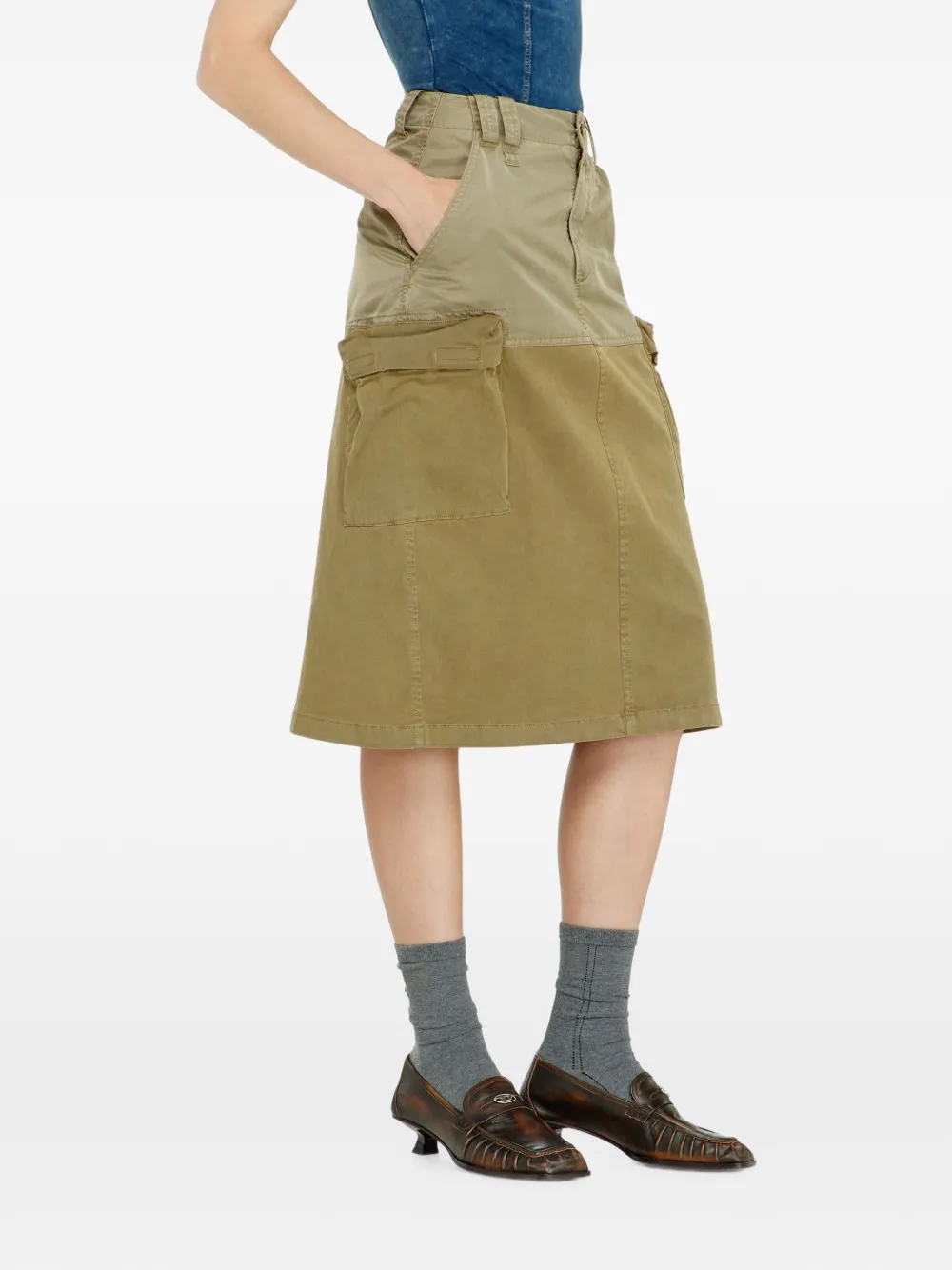 Diesel Cargo midi-rok van katoen en nylon Groen