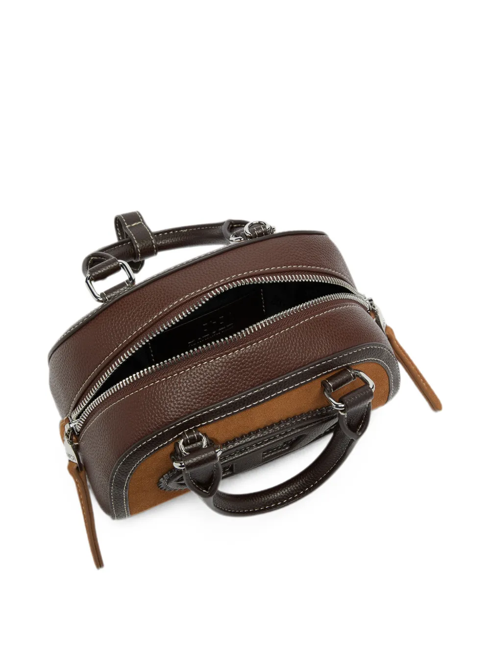 Diesel Kleine 1DR Dome satijn en suède bowlingtas Bruin