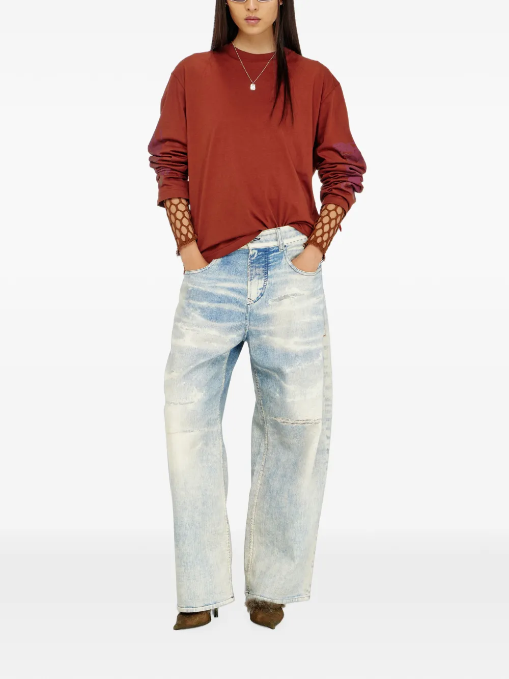 Diesel 2097 D-Enim-M Joggjeans jeans met ruimvallende taille Blauw