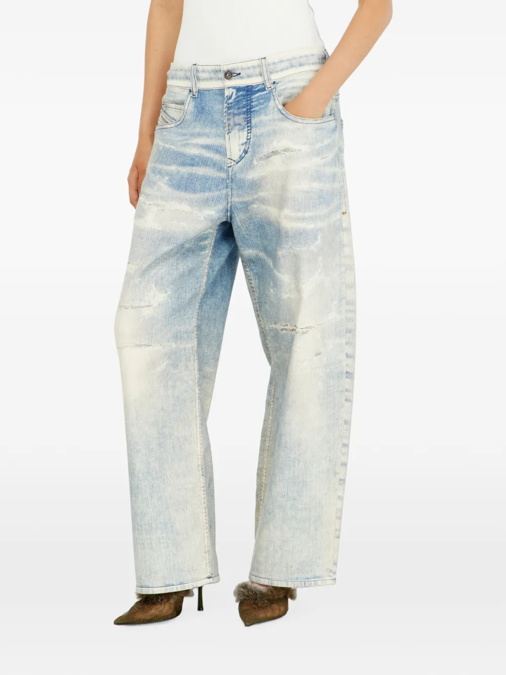 Diesel 2097 D-Enim-M Joggjeans jeans met ruimvallende taille Blauw