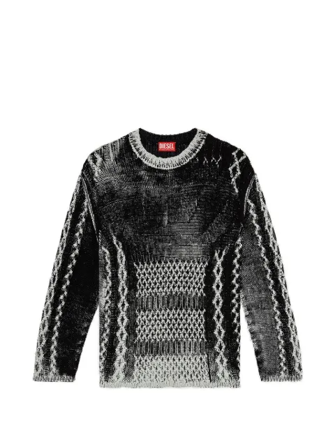 Diesel treated cable-knit sweater