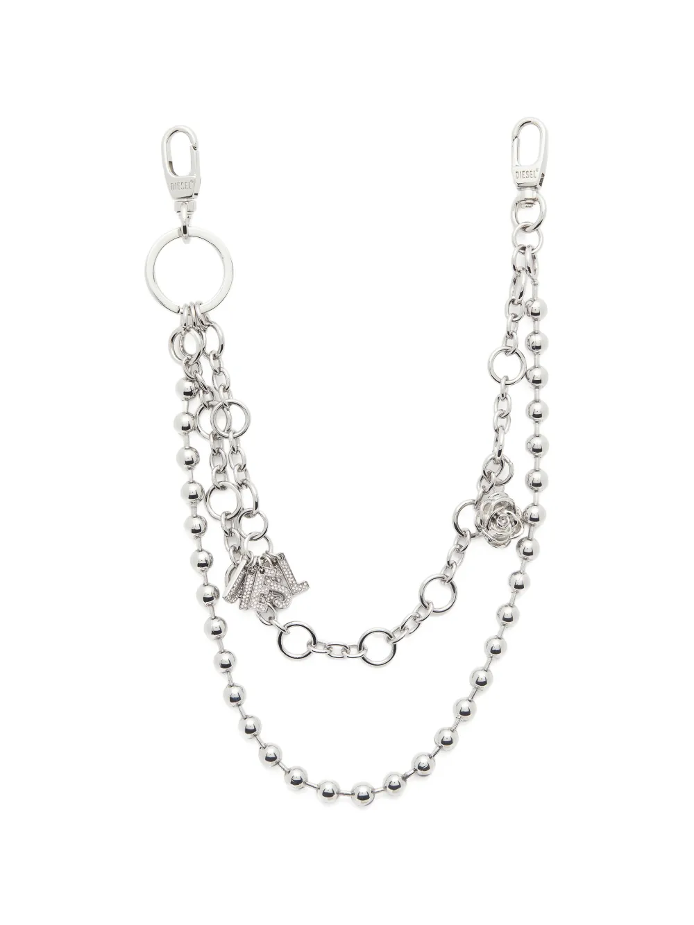 Diesel multi-strand charm keyring - Silber