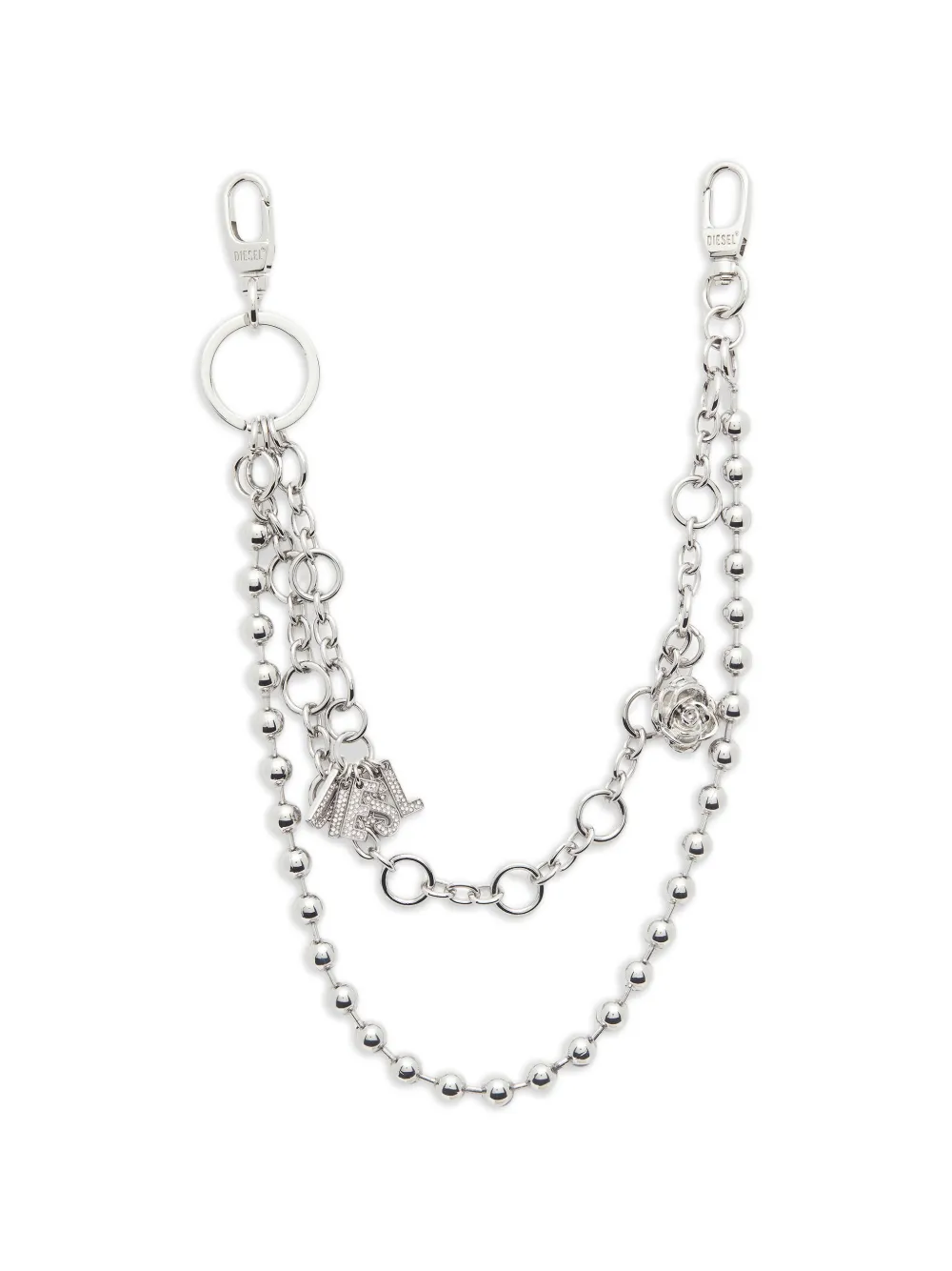 Diesel multi-strand charm keyring - Silber