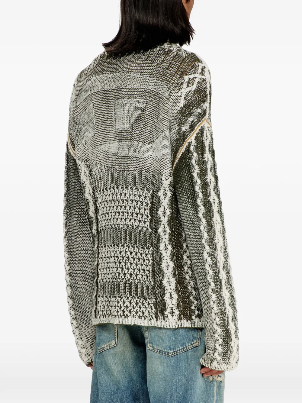 Diesel Kabelgebreid vest met ovalen D Groen