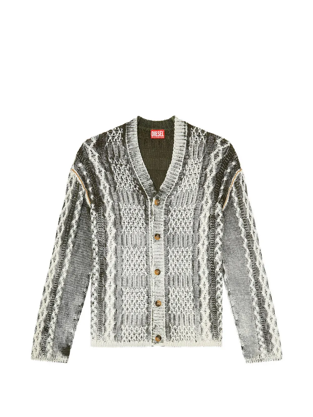 Diesel Kabelgebreid vest met ovalen D Groen