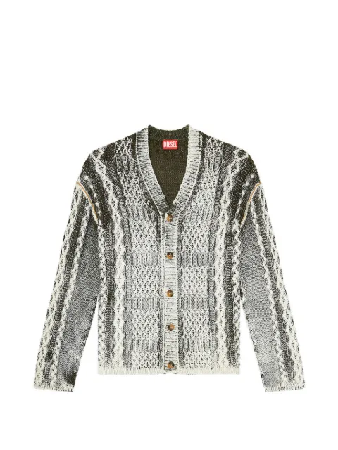 Diesel treated cable-knit cardigan
