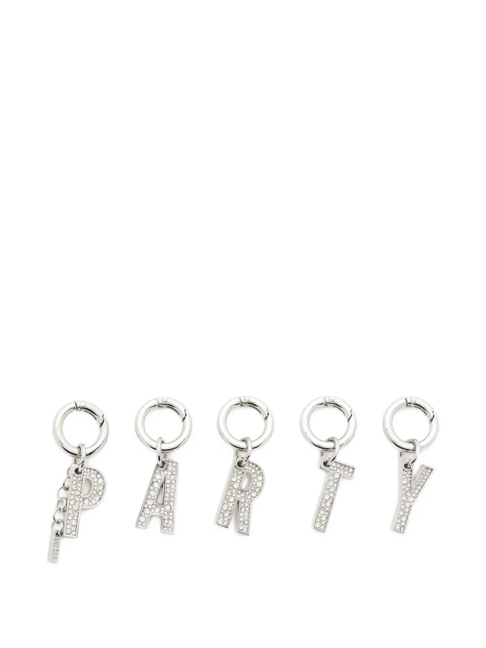 Diesel crystal-embellished letter charms (set of five) - Argento
