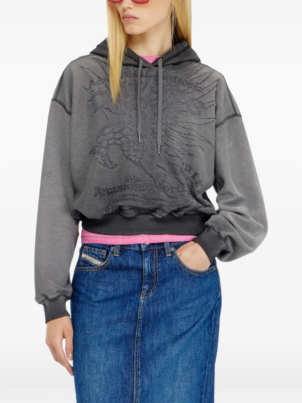 Diesel Hoodie met dévoré print Grijs