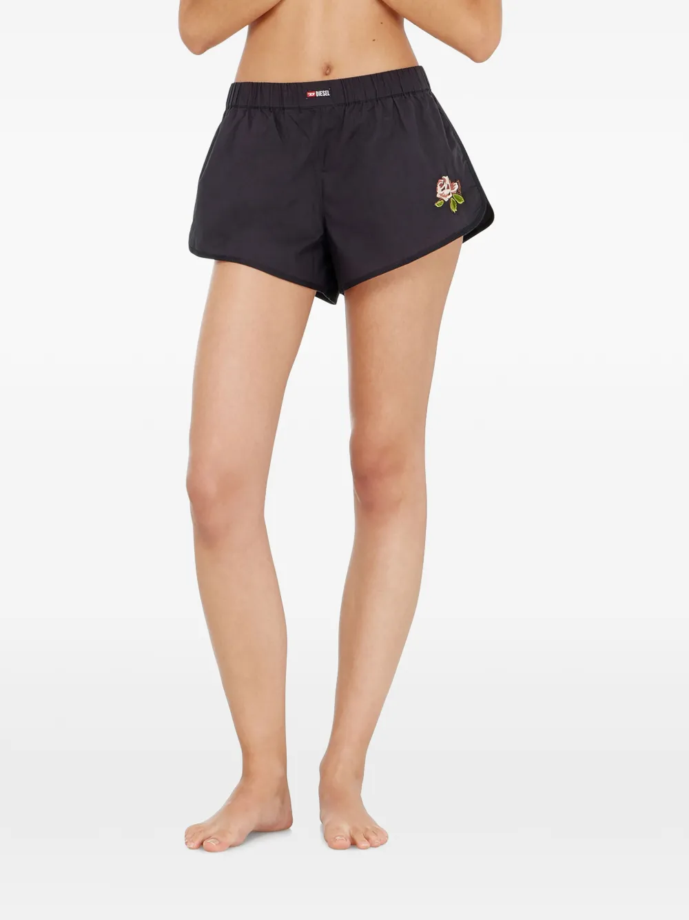 Diesel cotton boxers with floral embroidery - Nero