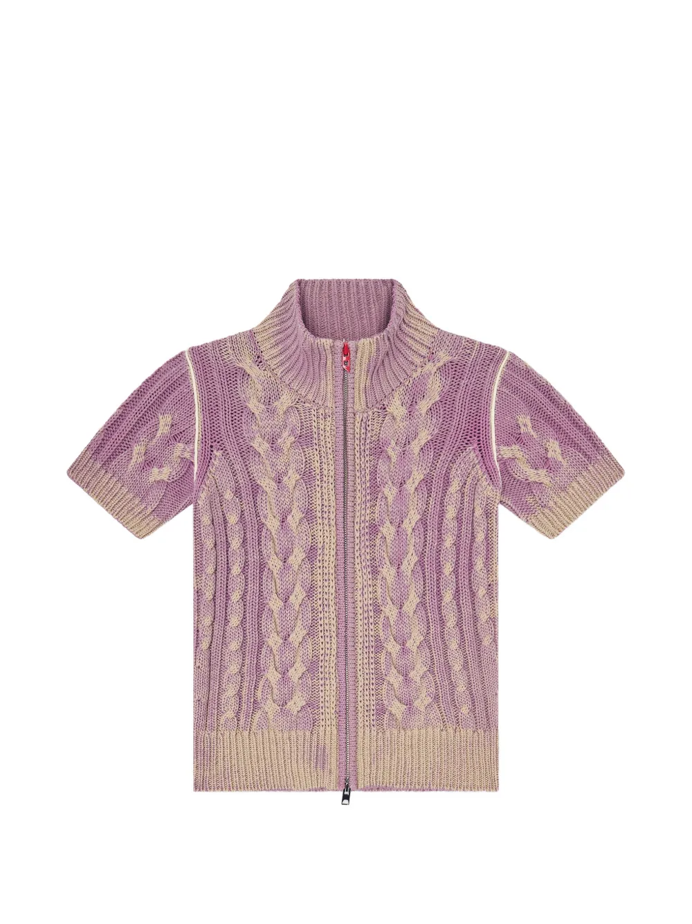 Diesel cable-knit short-sleeve cardigan - Purple