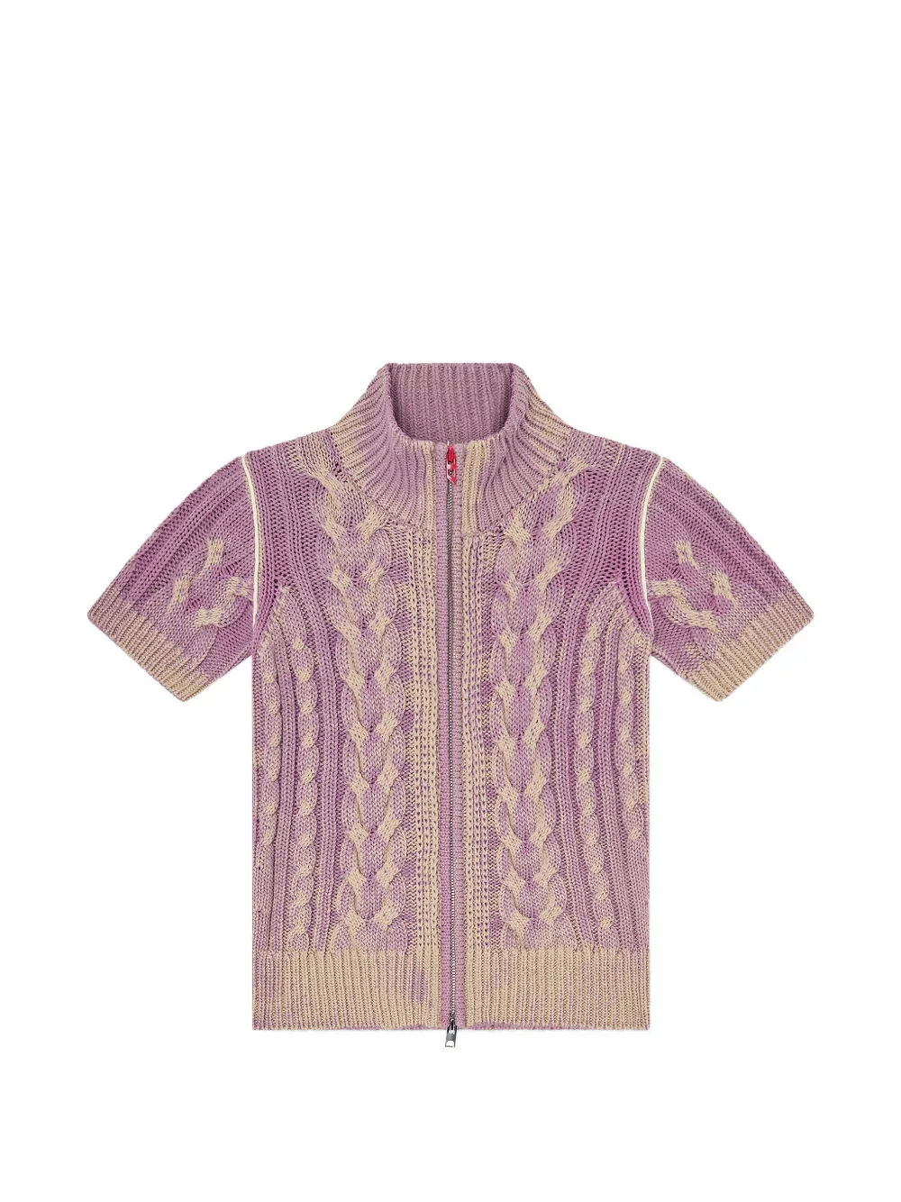 Diesel cable-knit short-sleeve cardigan - Violett