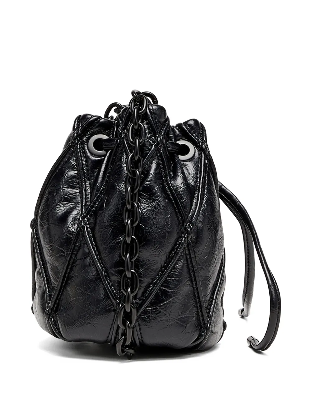 Diesel Charm-D gewatteerde bucket-tas Zwart