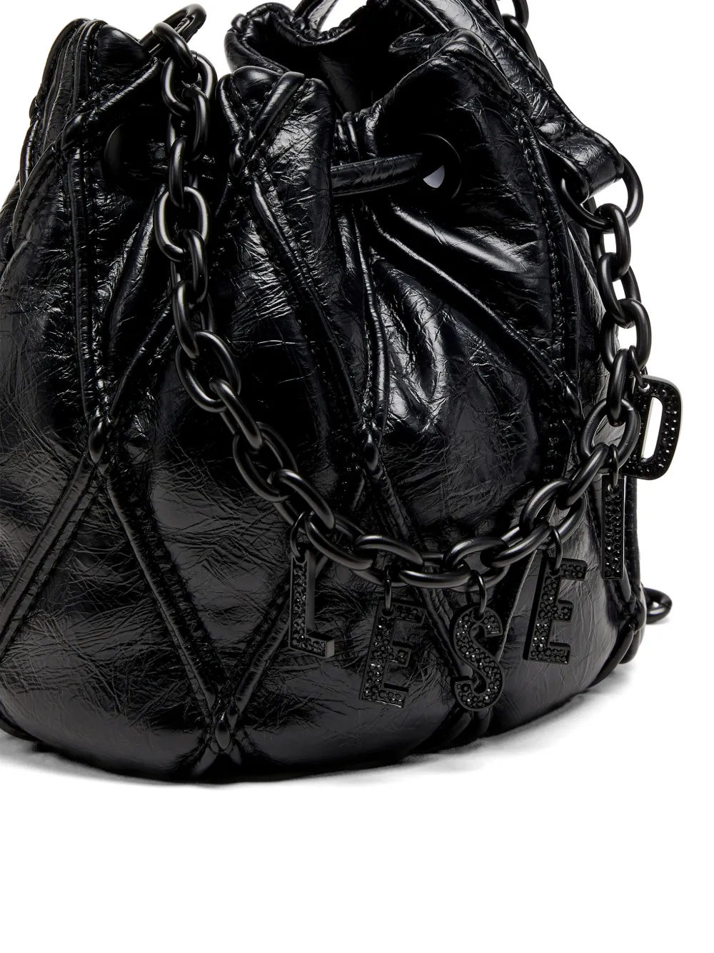 Diesel Charm-D gewatteerde bucket-tas Zwart