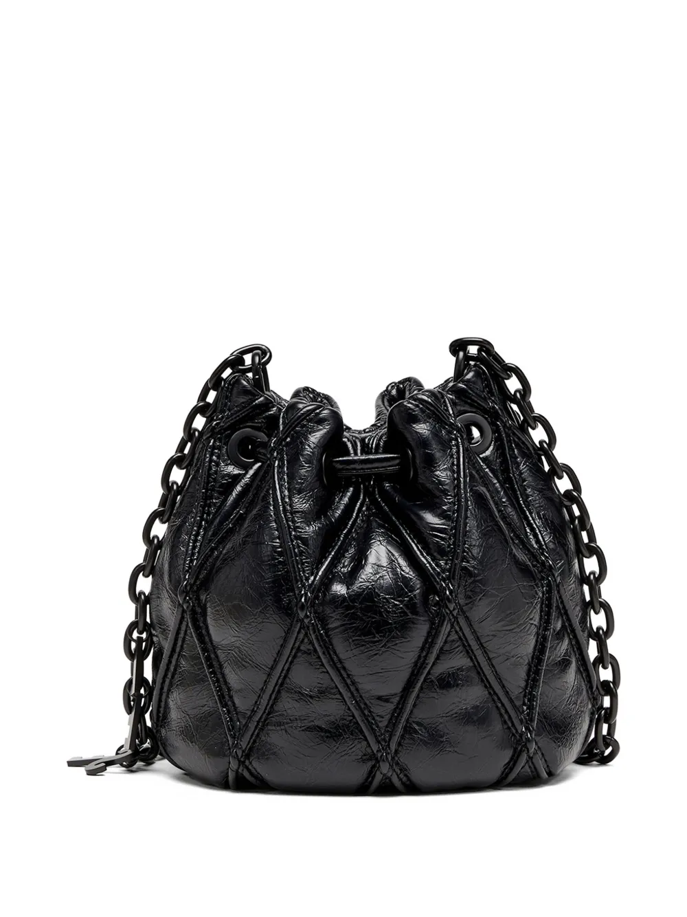 Diesel Charm-D gewatteerde bucket-tas Zwart