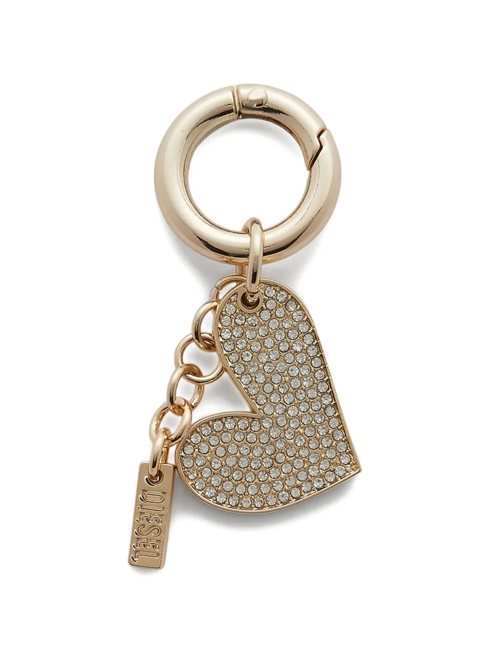Diesel crystal-embellished heart keyring - Gold