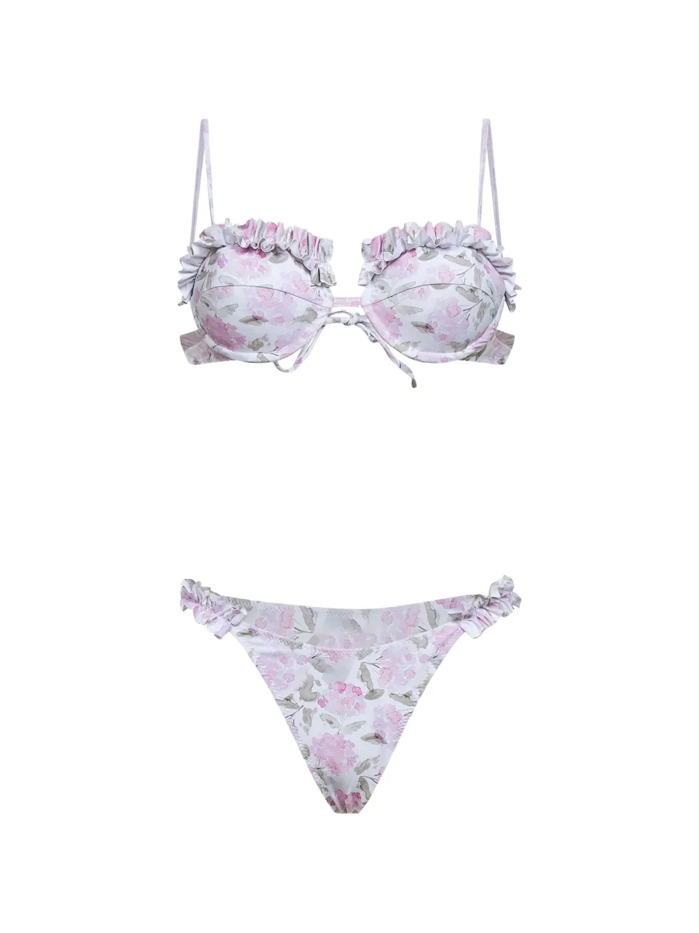 BIKINI LOVERS Helia floral-print ruffled bikini - Bianco