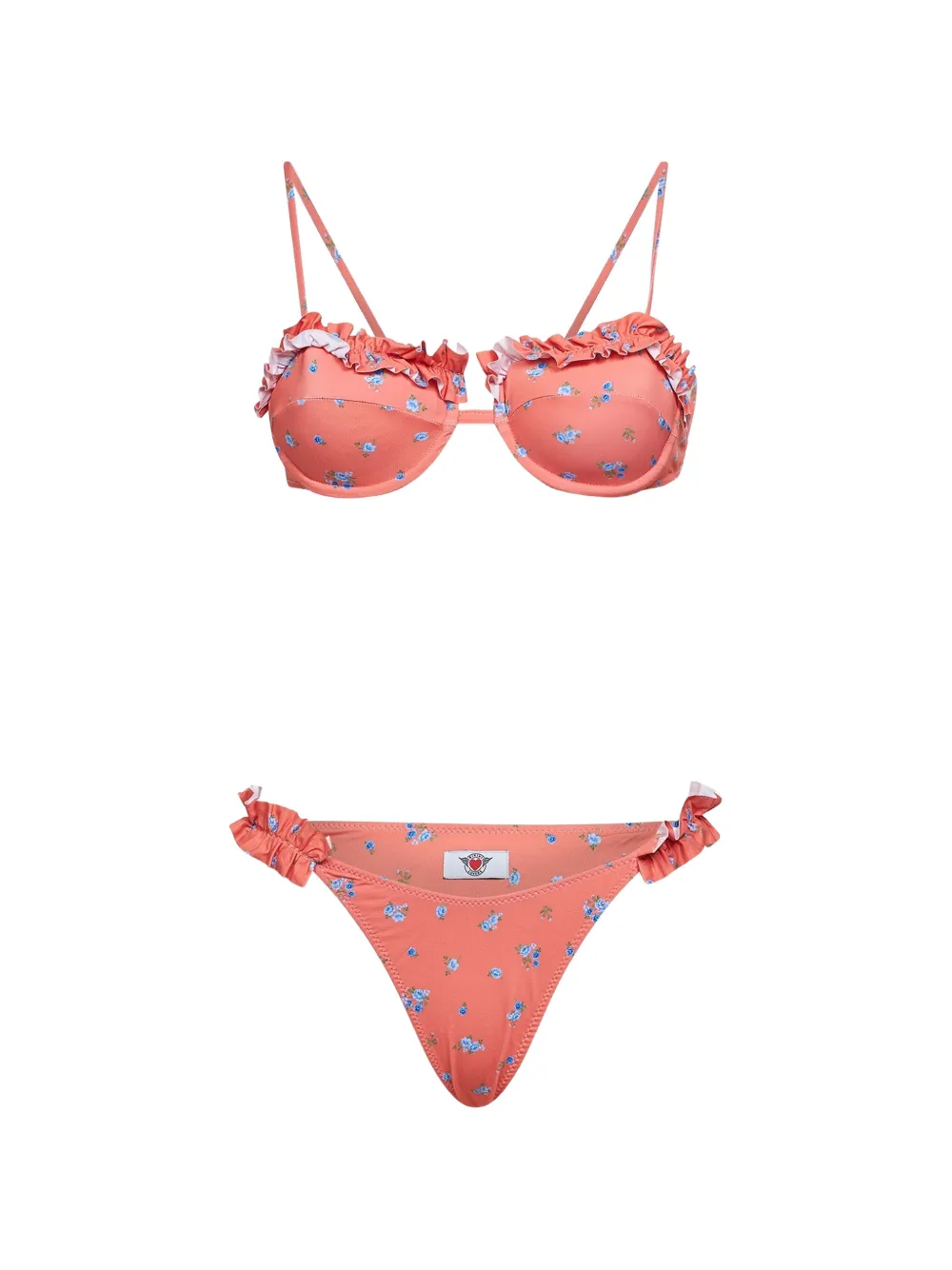 BIKINI LOVERS Amelia ruffled floral-print bikini - Arancione