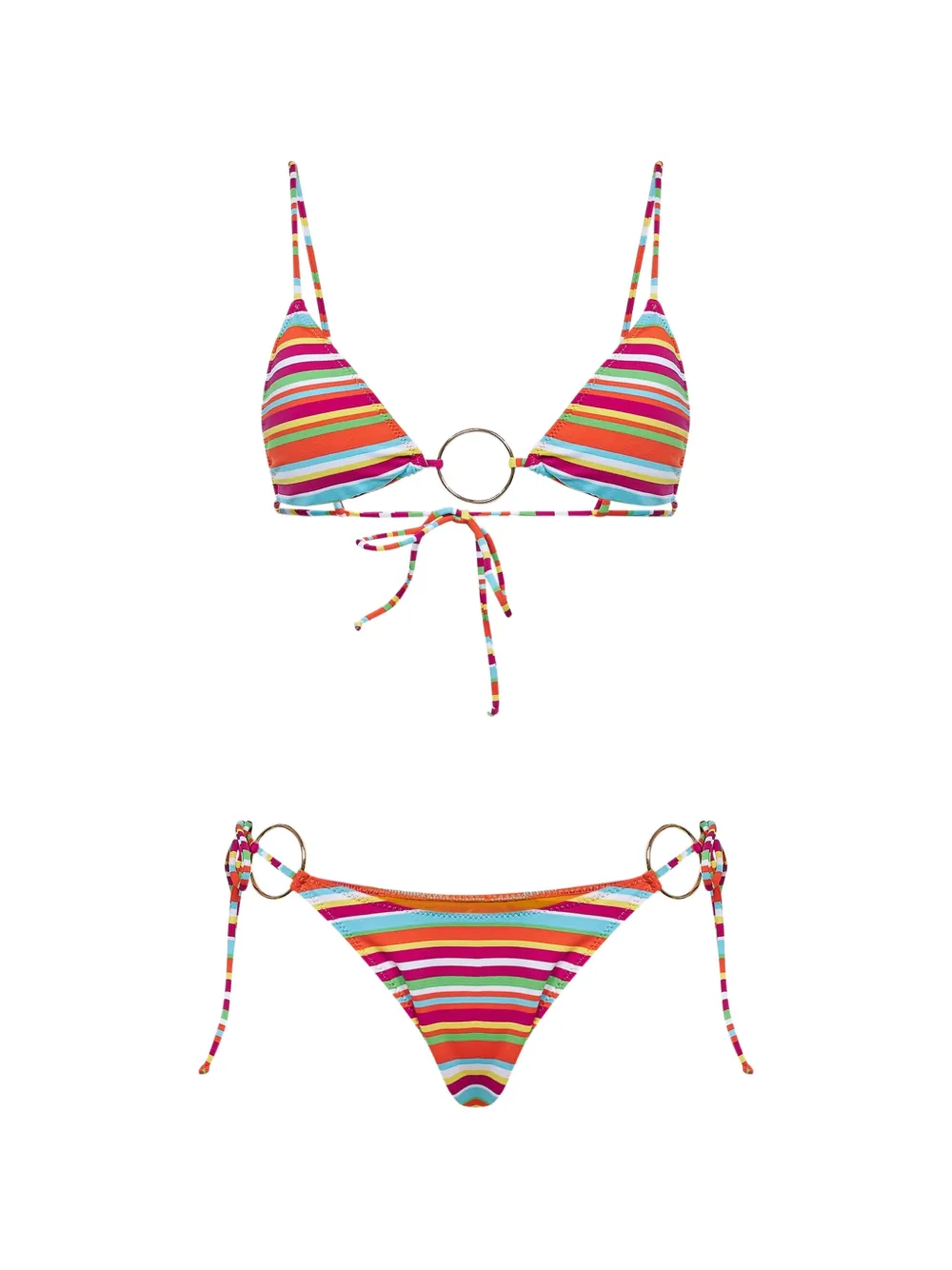 BIKINI LOVERS striped ring-detail bikini - Arancione
