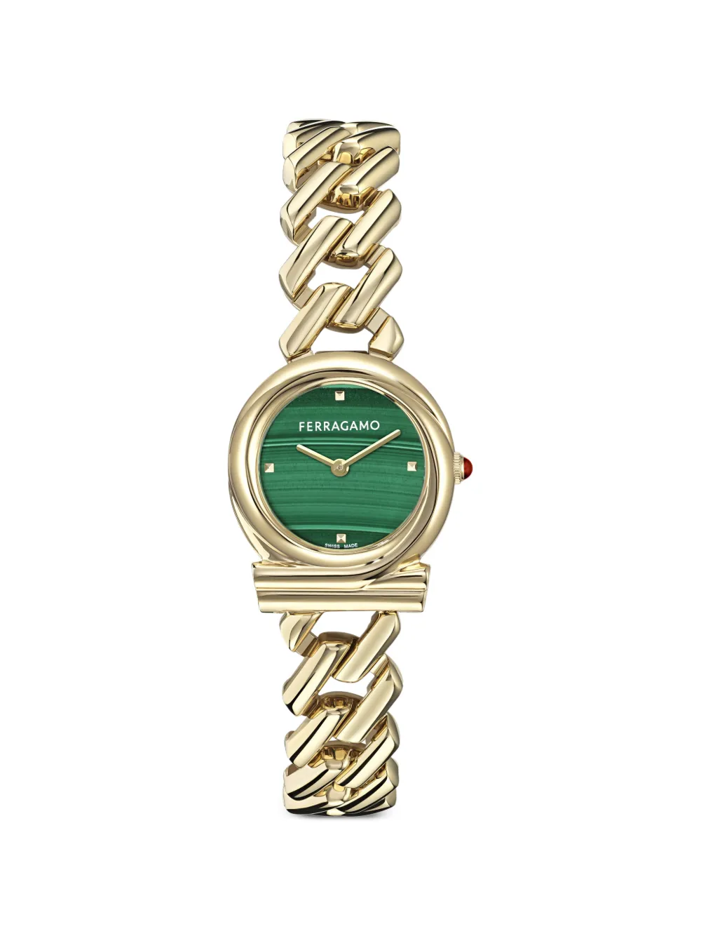 Ferragamo Orologio Gancini Twisted con catena 28mm - Verde