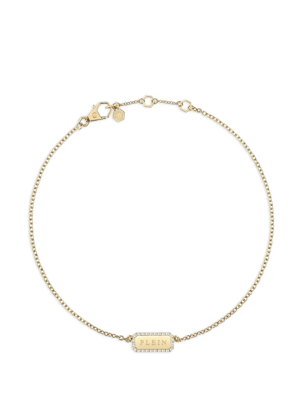 Philipp Plein Tag crystal-embellished necklace - Gold