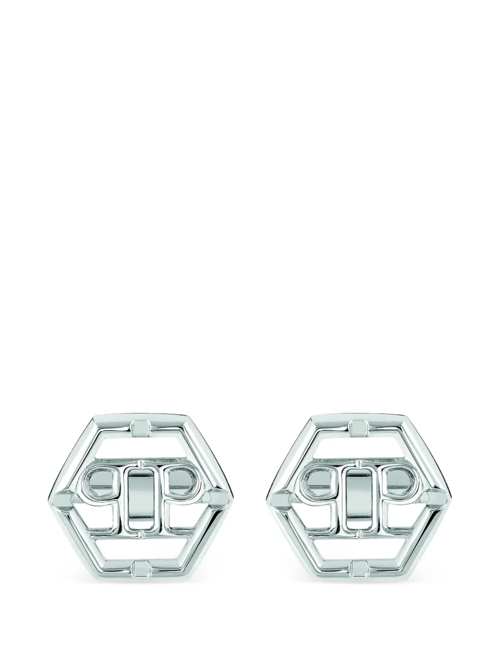 Philipp Plein Plein Icon hexagon cufflinks - Silber
