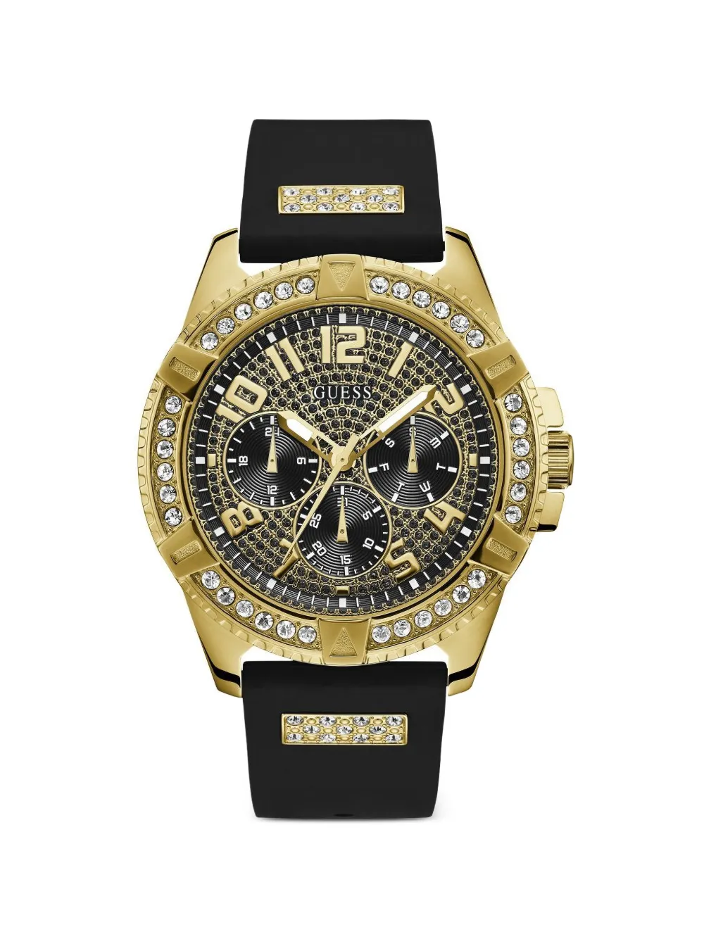 GUESS USA Frontier crystal-embellished 48mm watch - Nero