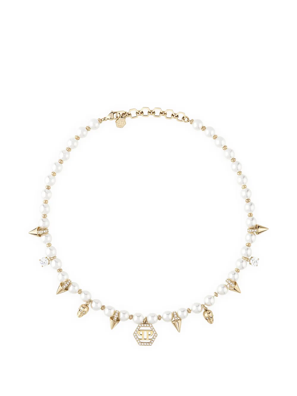 Philipp Plein spiked pearl necklace - Oro