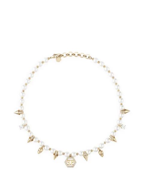 Philipp Plein collar con perlas y púas