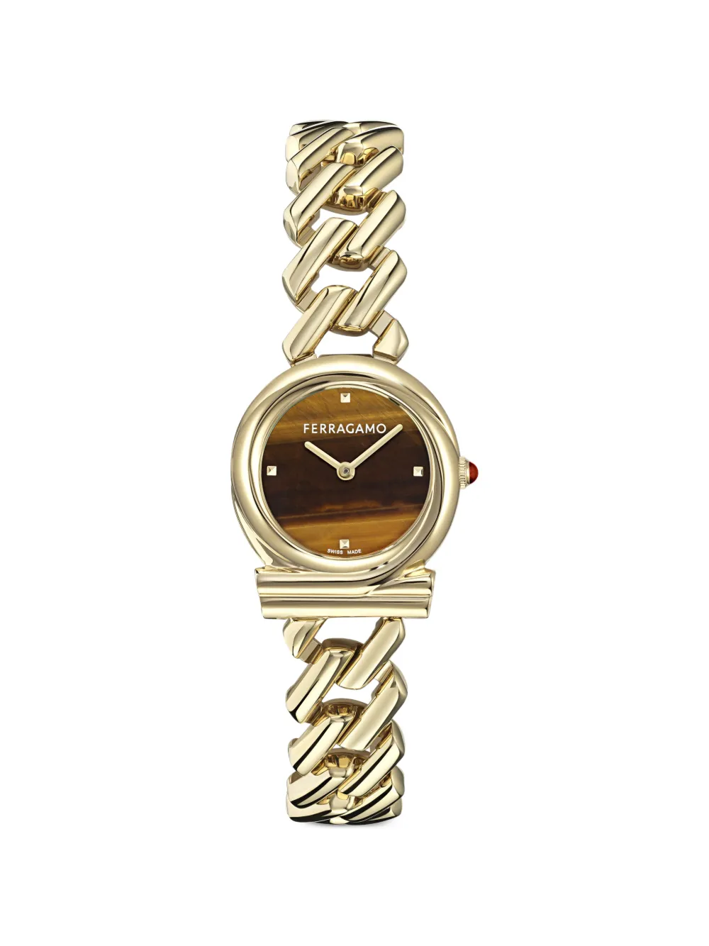 Ferragamo Gancini con design intrecciato - Marrone