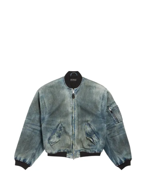Balenciaga Standard logo-print faded-wash cotton bomber jacket