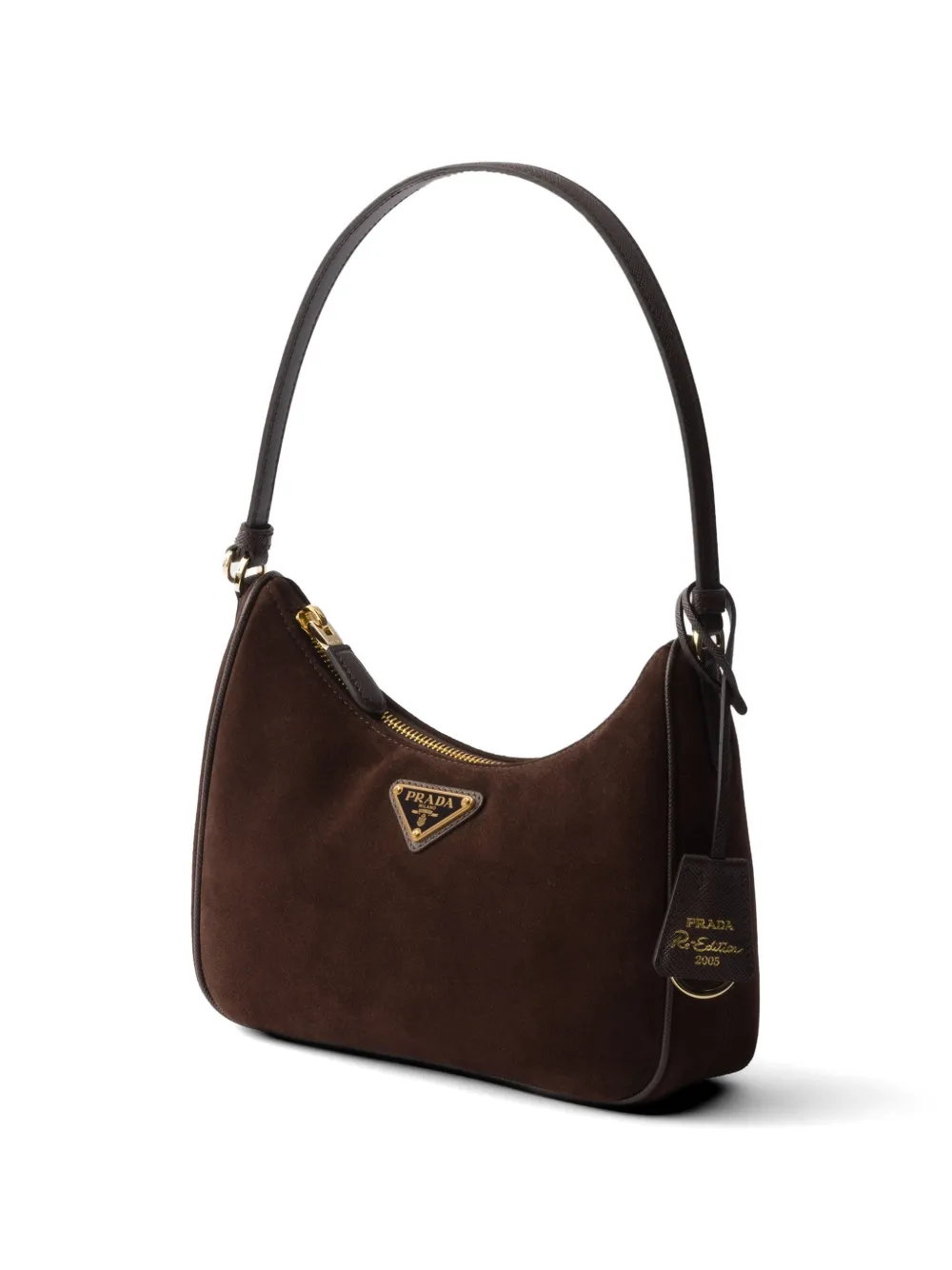 Prada Re-Edition 2005 suède mini-tas Bruin