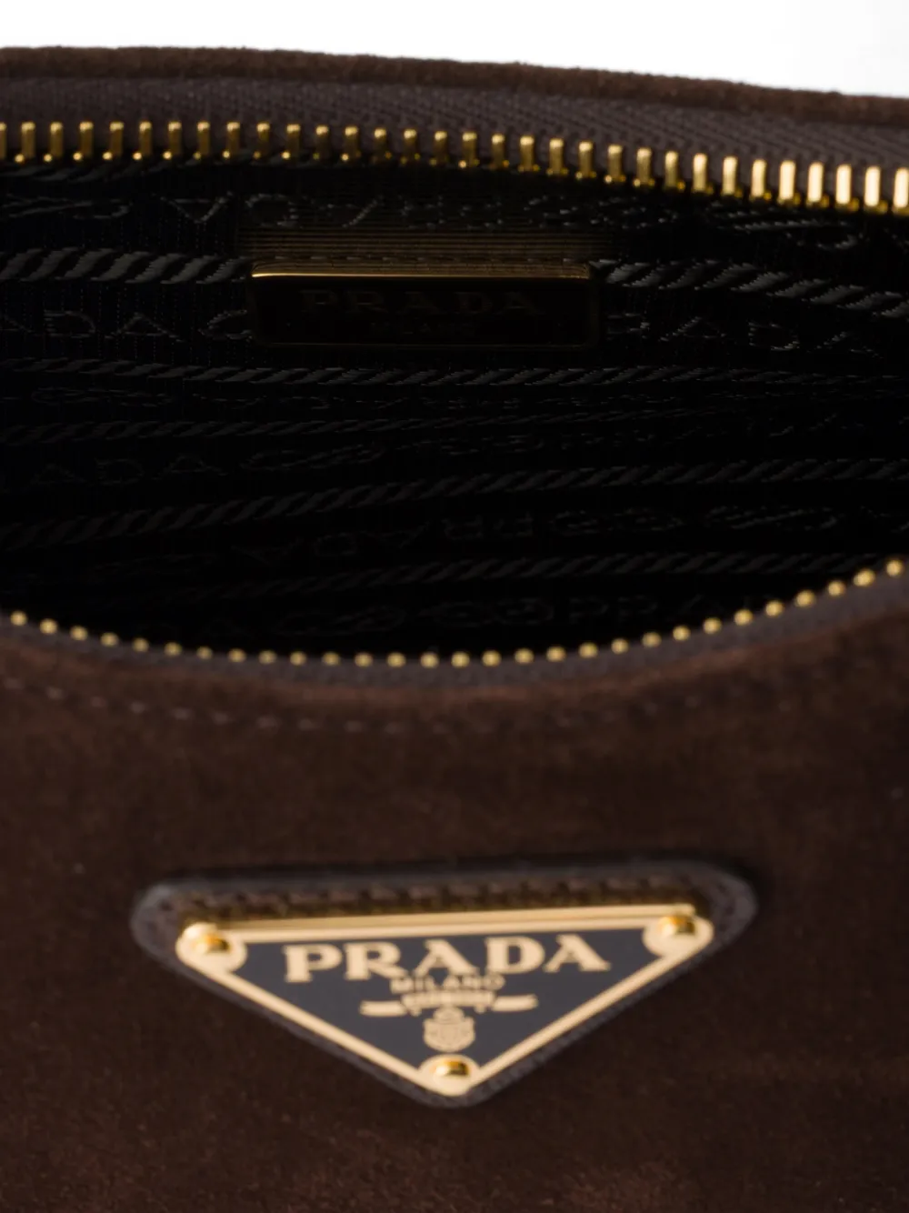 Prada Re-Edition 2005 suède mini-tas Bruin