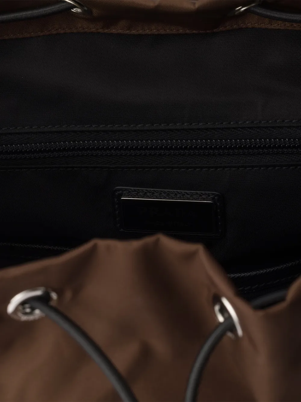 Prada Re-Nylon en Saffiano leren rugzak Bruin