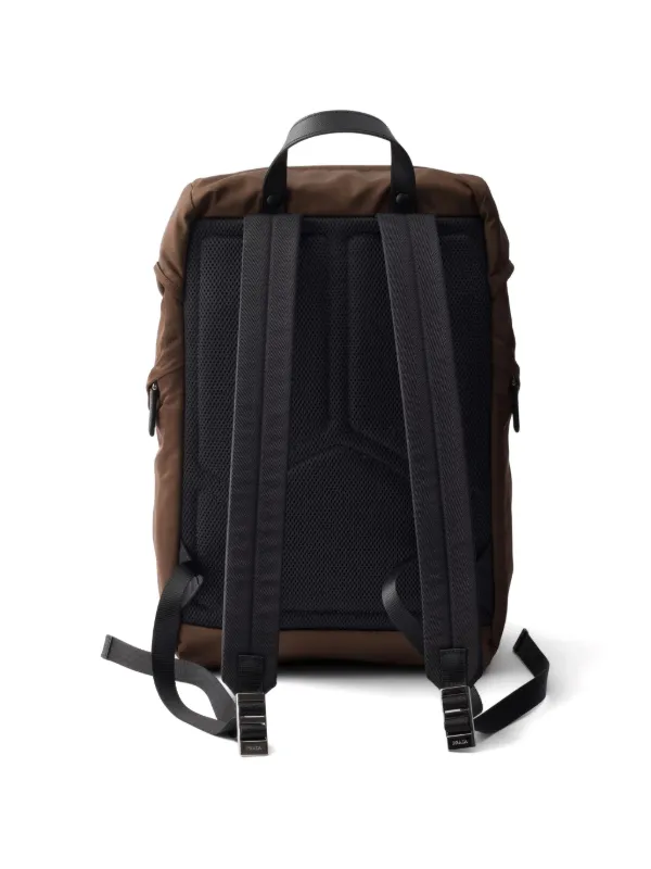 Prada Re-nylon And Saffiano Leather Backpack | Brown | FARFETCH