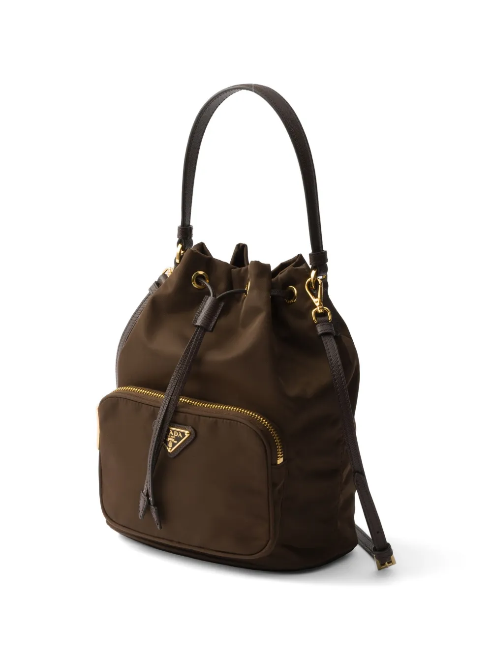 Prada Duet Re-Nylon bucket-tas Bruin