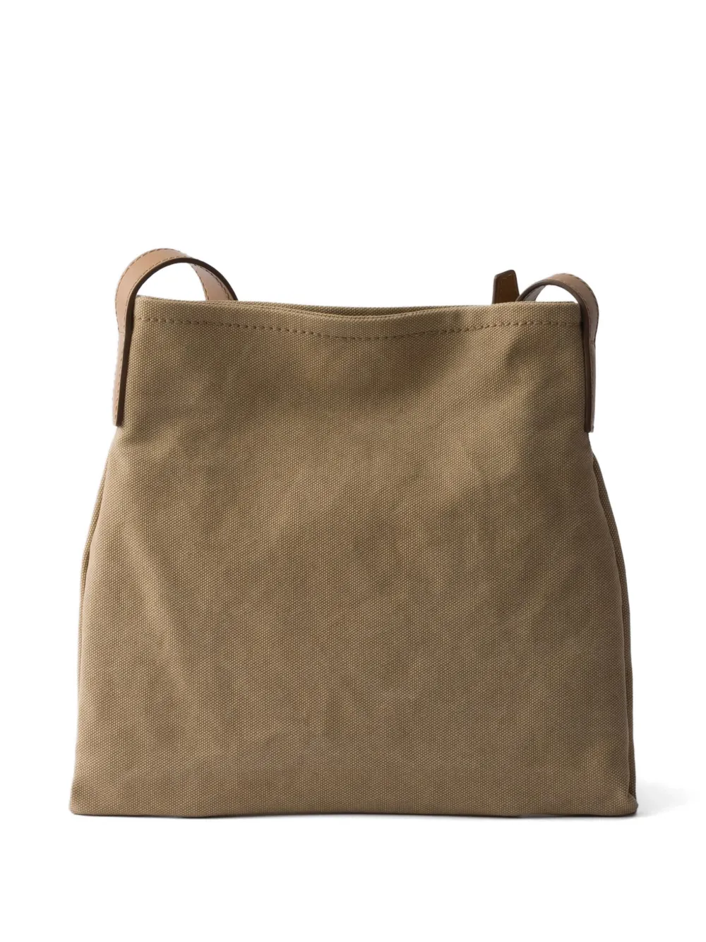Prada Route canvas en leren schoudertas Beige