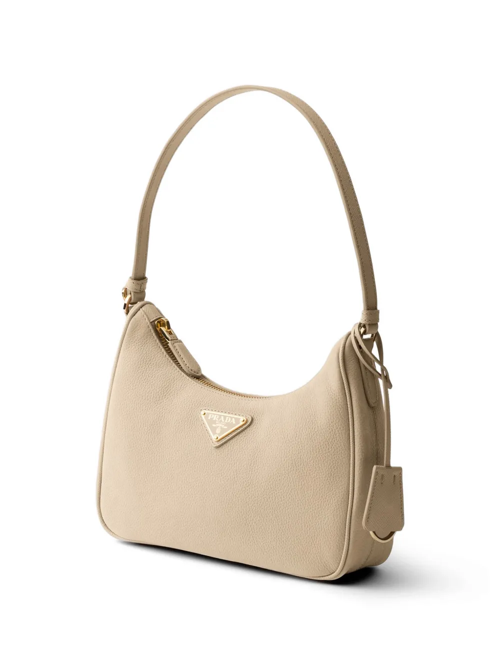 Prada Re-Edition 2005 schoudertas van nubuck en saffiano leer Beige