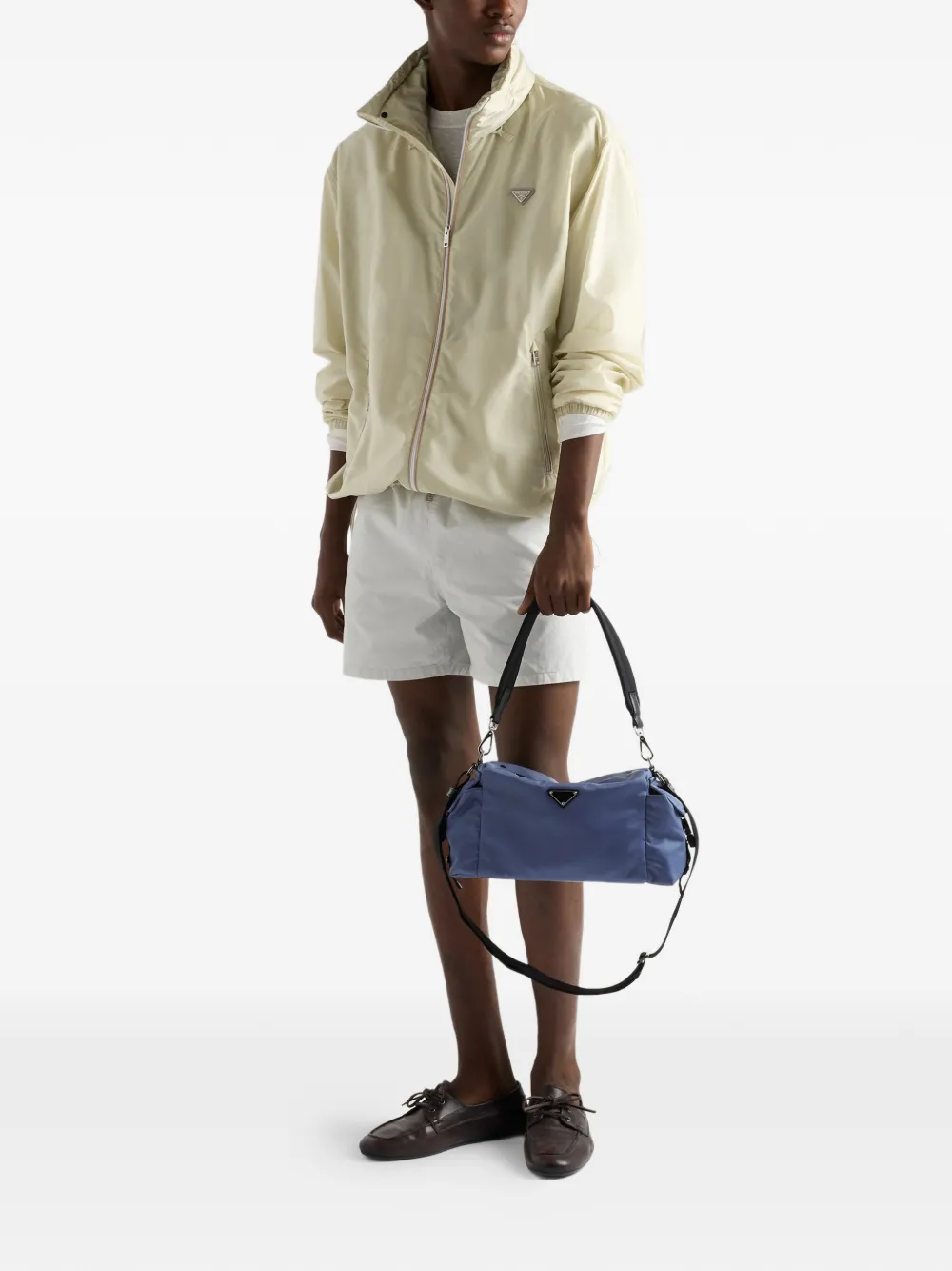 Prada Explore Re-Nylon en leren tas Blauw