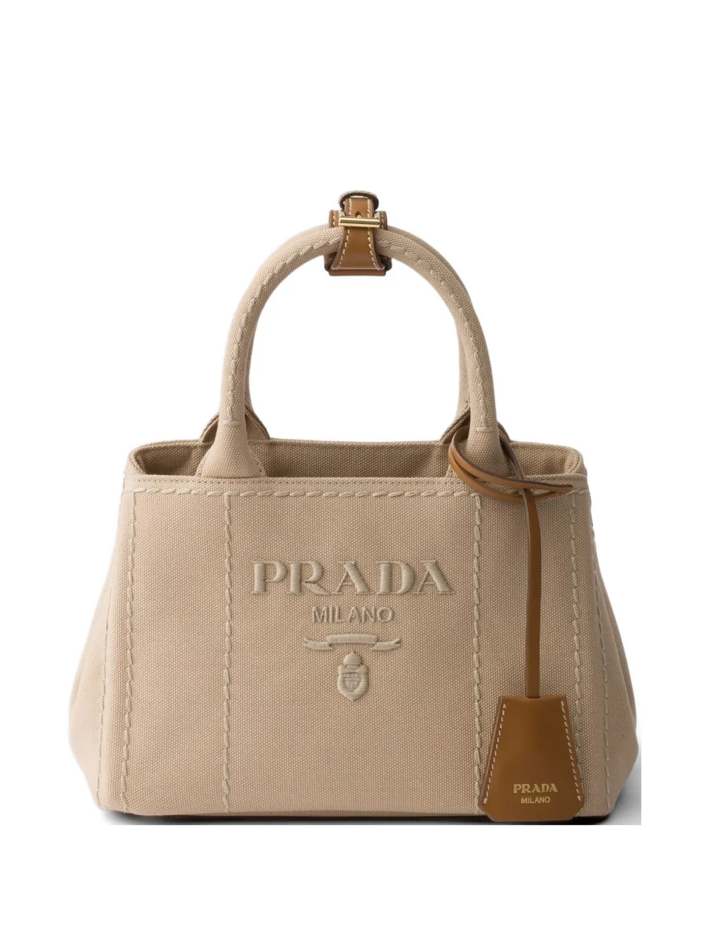 Prada Jardini re cotton canvas mini-bag - Toni neutri
