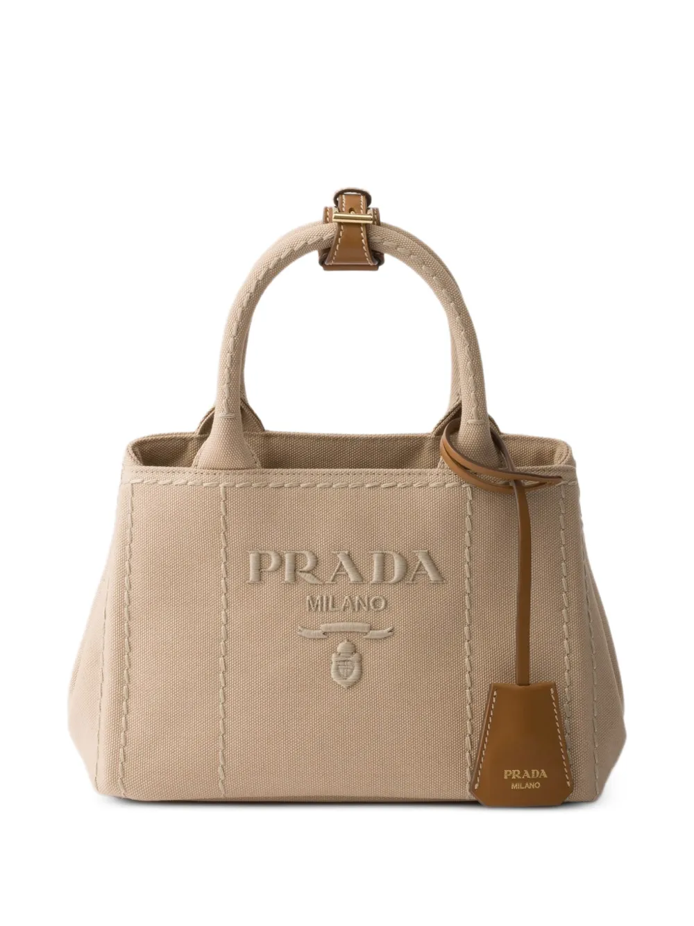 Prada Jardini re cotton canvas mini-bag - Toni neutri