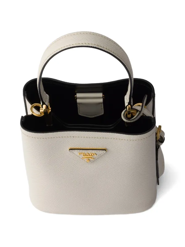 Prada Panier Mini Saffiano Leather Bag | Grey | FARFETCH
