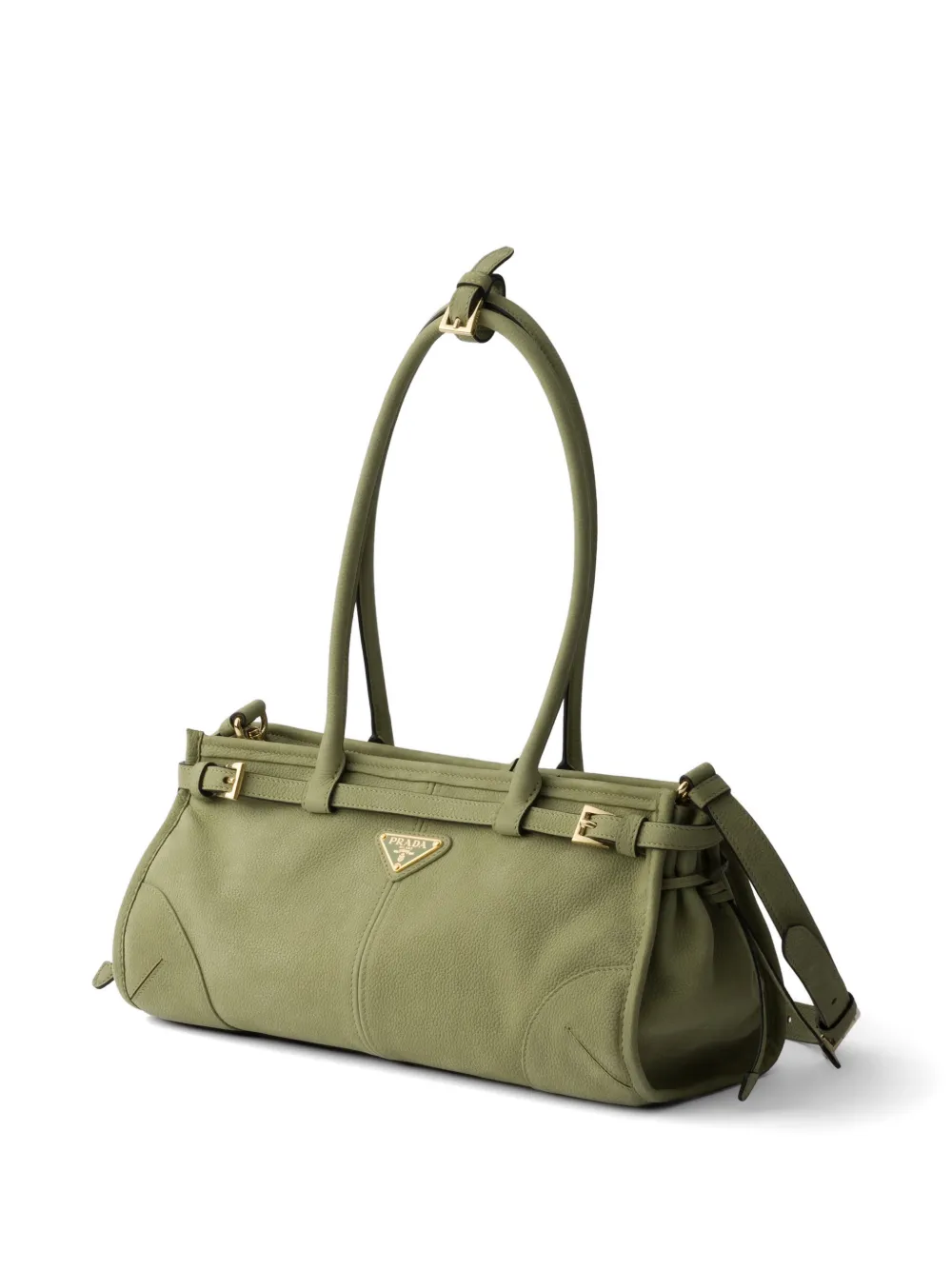 Prada Bonnie medium nubuck leren handtas Groen