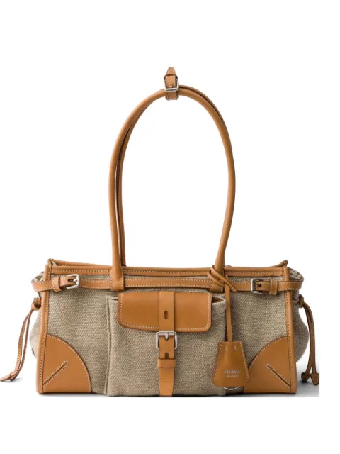 Prada Bonnie medium linen and leather handbag