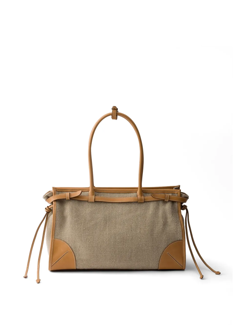 Prada Bonnie linnen en leren shopper Beige