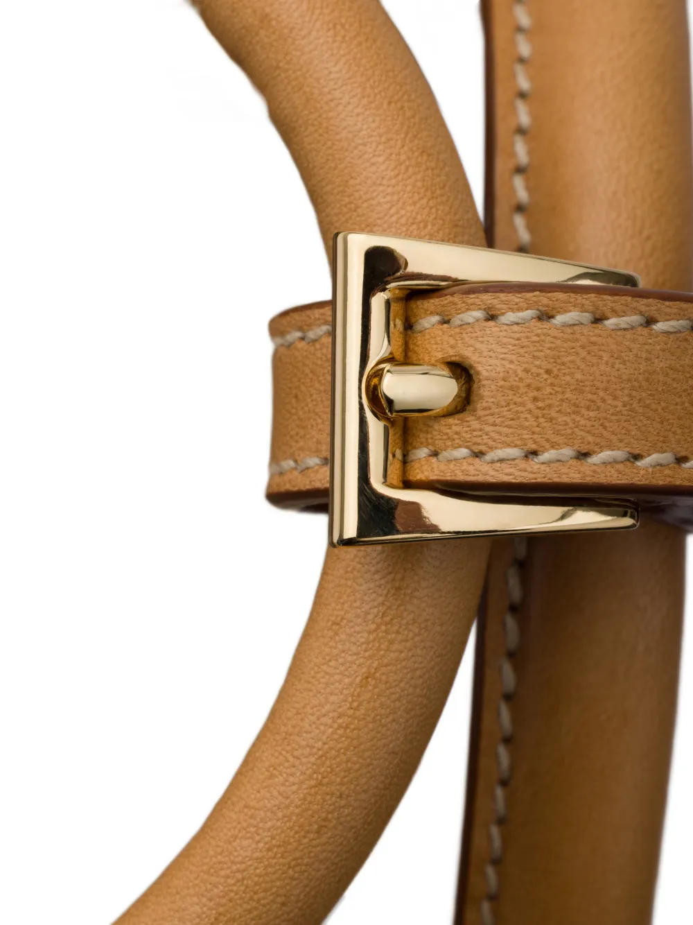 Prada Buckle kleine canvas en leren tas Beige