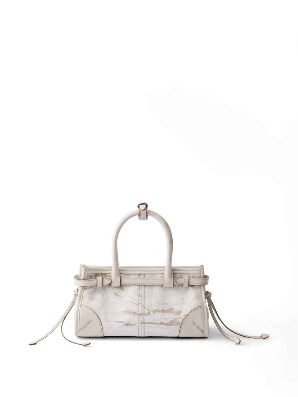 Prada Bonnie kleine linnen en leren handtas met print Beige