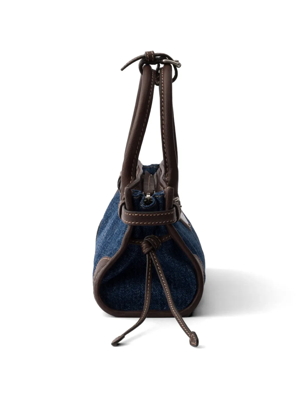 Prada Bonnie kleine denim en leren handtas Blauw