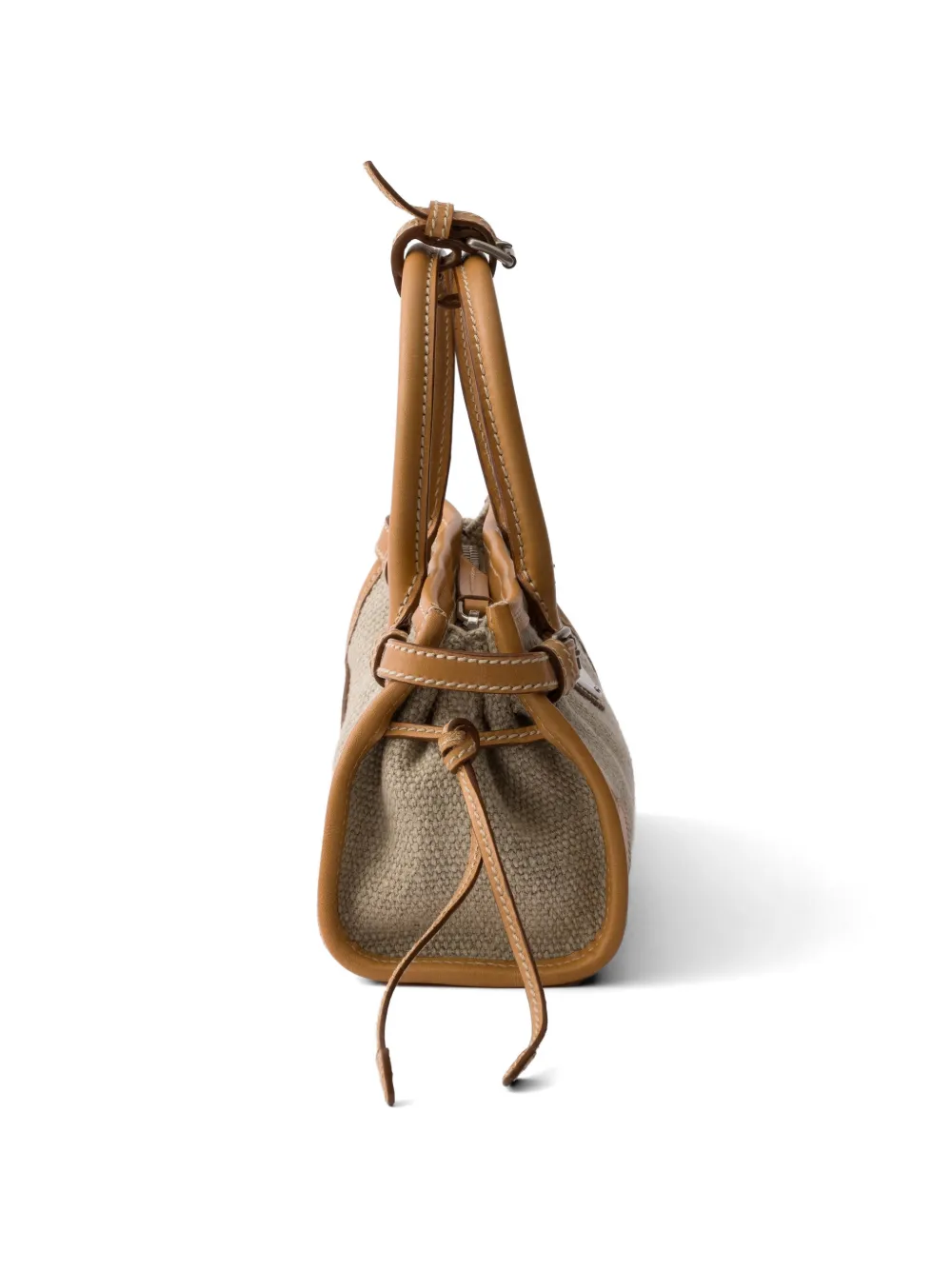Prada Bonnie kleine linnen en leren handtas Beige