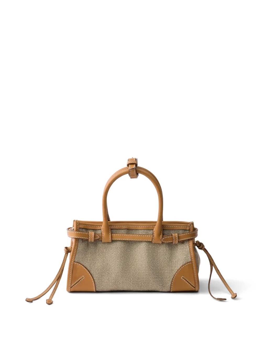 Prada Bonnie kleine linnen en leren handtas Beige